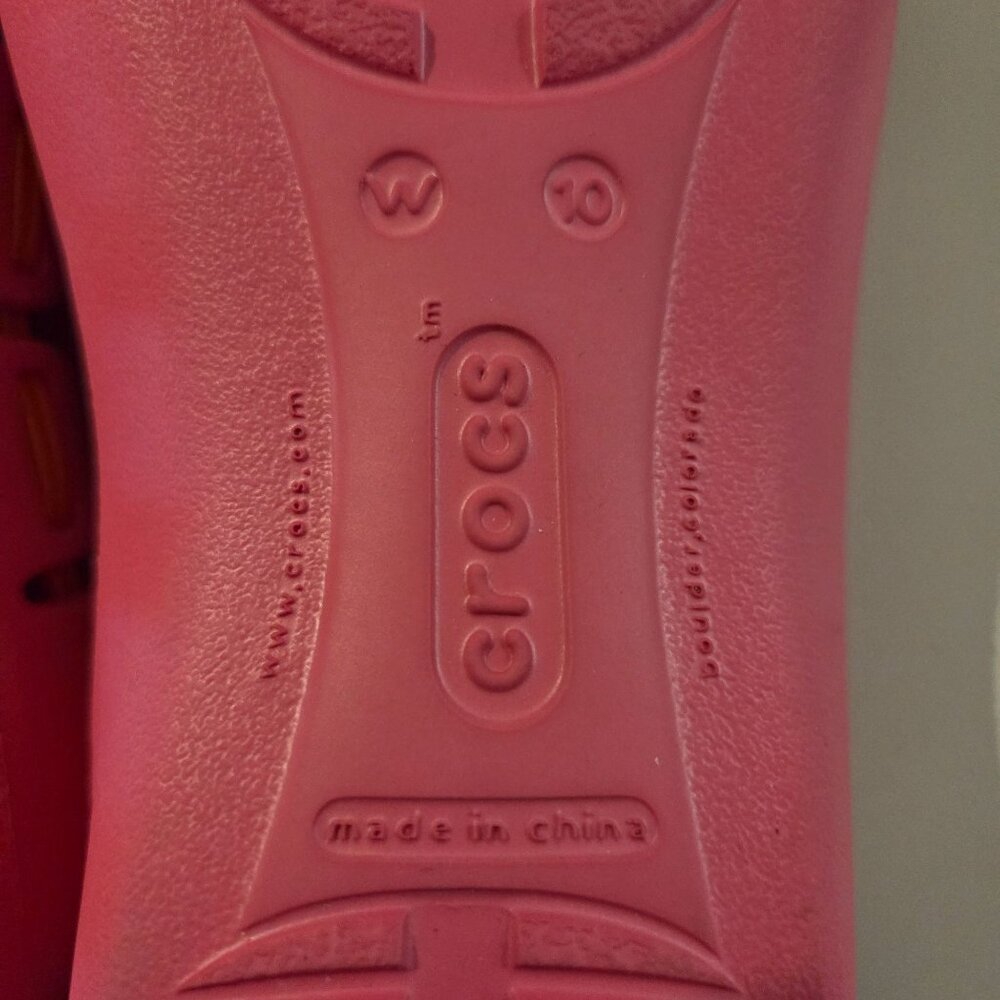 Crocs Springi Women’s Size 10 Pink Flats with Orange Trim Lightweight Comfort - Picture 5 of 5